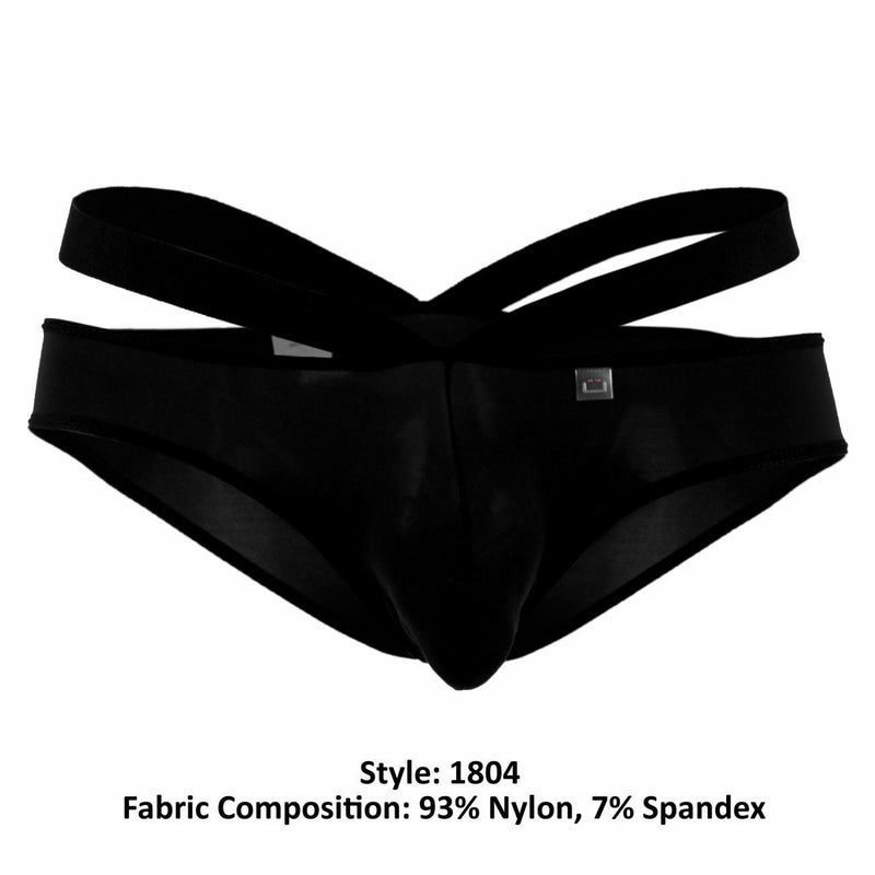 PPU Brief Extra Elastic Straps Smooth Microfiber Fabric Black 1804 MX3 - SexyMenUnderwear.com