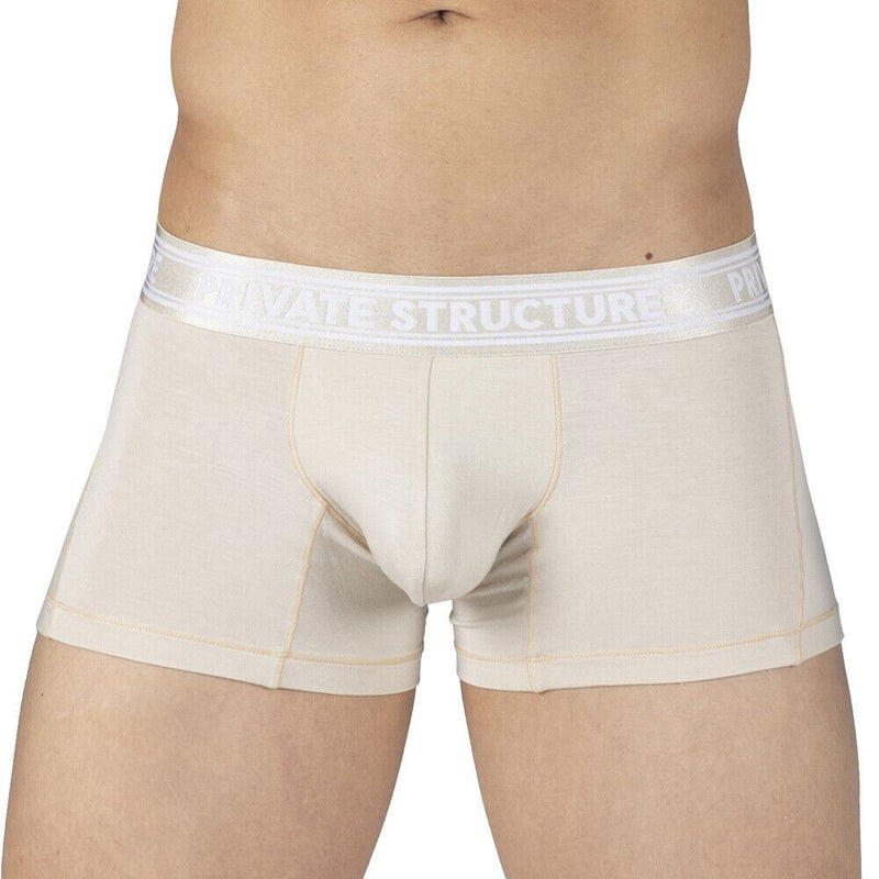 PRIVATE STRUCTURE Bamboo Boxer Viscose Mid-Waist Trunk Bleached Sand 4379 - SexyMenUnderwear.com