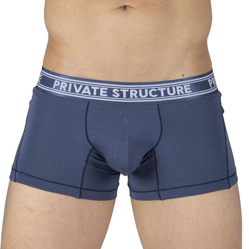 PRIVATE STRUCTURE Bamboo Boxer Viscose Mid-Waist Trunk Citadel Blue 4379 - SexyMenUnderwear.com
