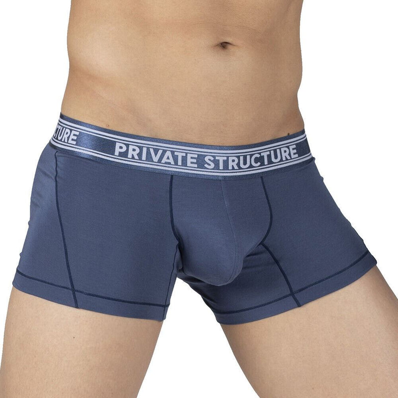 PRIVATE STRUCTURE Bamboo Boxer Viscose Mid-Waist Trunk Citadel Blue 4379 - SexyMenUnderwear.com