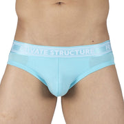 PRIVATE STRUCTURE Bamboo Mini Briefs Viscose Mid-Waist Bright Cyan 4378 60 - SexyMenUnderwear.com