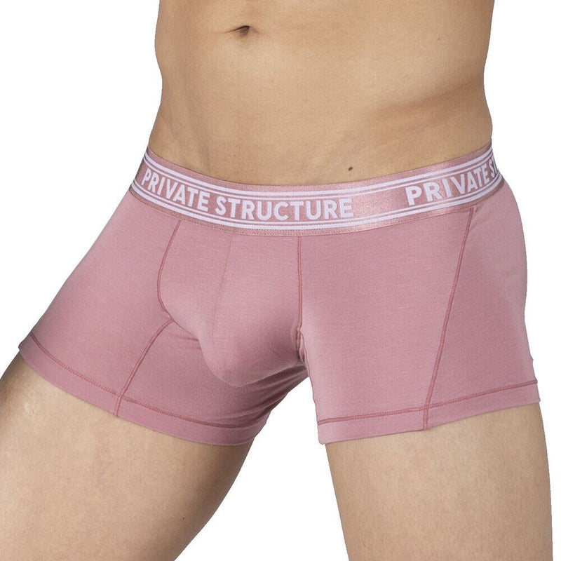 PRIVATE STRUCTURE Boxer Bamboo Viscose Sports Mid Waist Trunk Smokey Red 4379 58 - SexyMenUnderwear.com