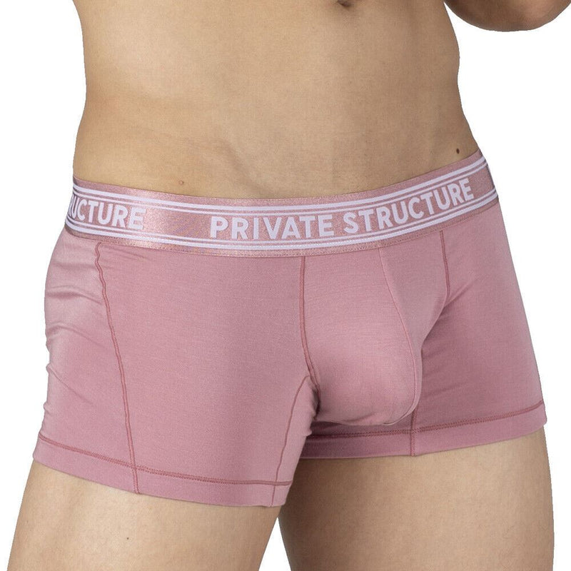 PRIVATE STRUCTURE Boxer Bamboo Viscose Sports Mid Waist Trunk Smokey Red 4379 58 - SexyMenUnderwear.com