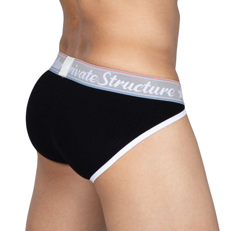 Private Structure Classic Briefs Low-Rise Cutaway Rayon Tanga-Brief Black 3274