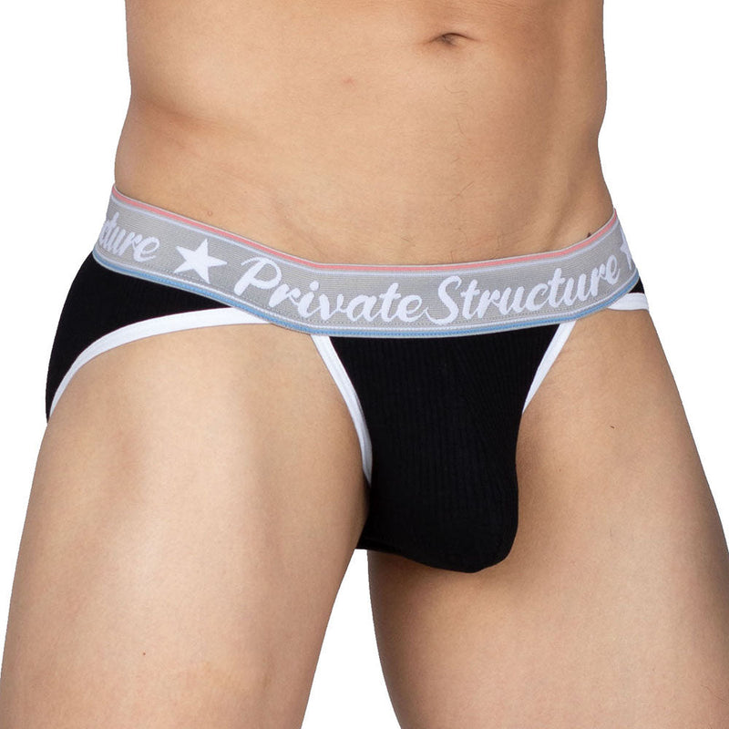 Private Structure Classic Briefs Low-Rise Cutaway Rayon Tanga-Brief Black 3274