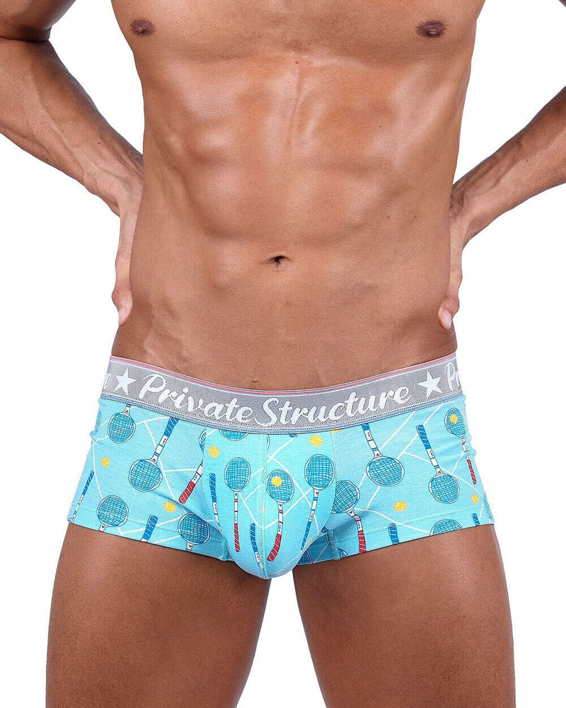 PRIVATE STRUCTURE Classic Motif Mid - Waist Boxer Trunk Tennis Light Blue 45053