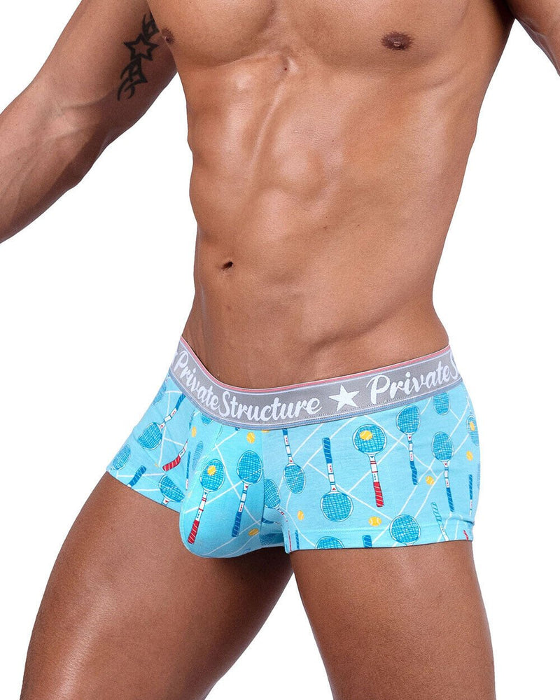PRIVATE STRUCTURE Classic Motif Mid - Waist Boxer Trunk Tennis Light Blue 45051