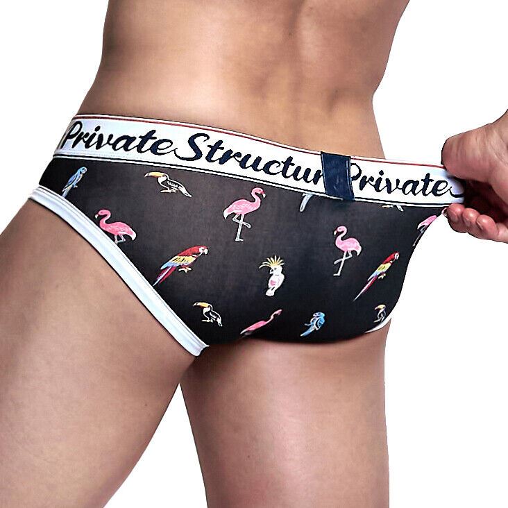 Private Structure Mini Briefs Fashion Exotic Bird Black 4189
