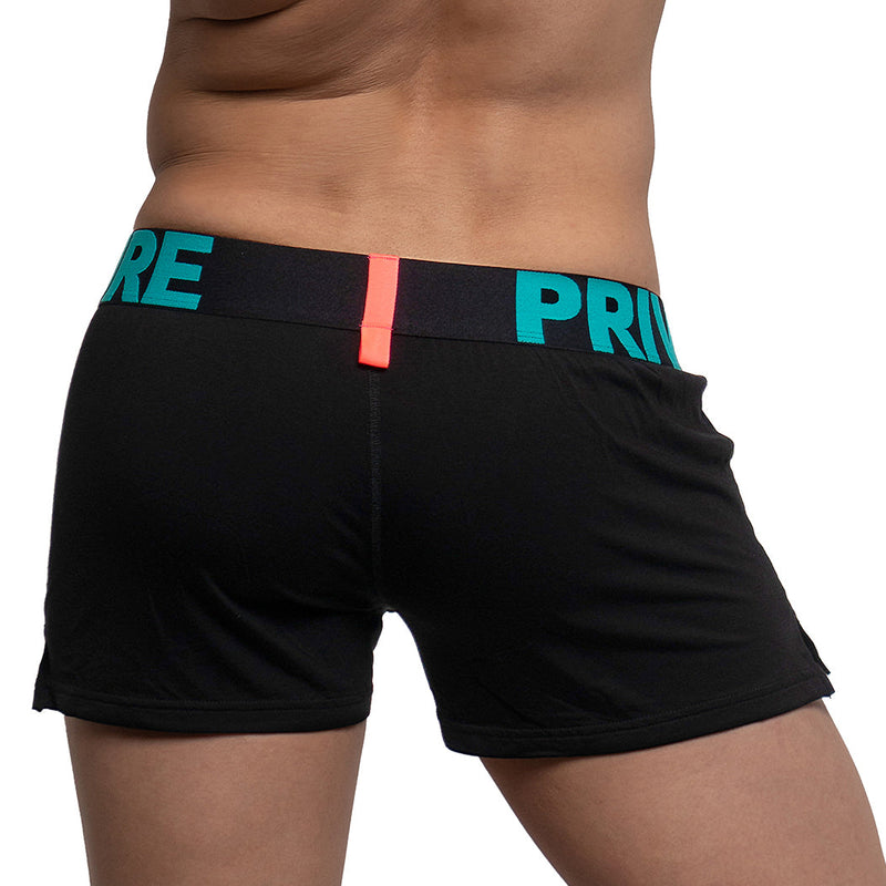 Private Structure Modality Lounge Shorts Inner Bulge Black Turquoise 4183 92