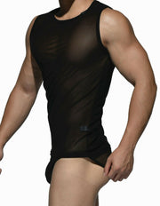 Private Structure Muscle Shirt Desire Intima Sheer Mesh Tank Top Black 3453 96
