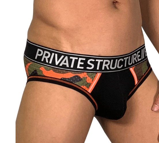 Private Structure Private Structure Brief SOHO Military Slip Briefs Camo Orange 4022 50