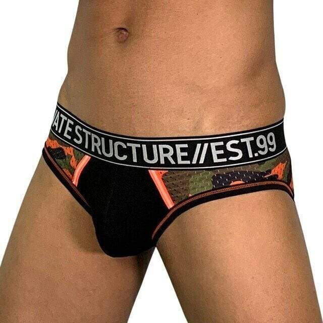 Private Structure M Private Structure Brief SOHO Military Slip Briefs Camo Orange 4022 50