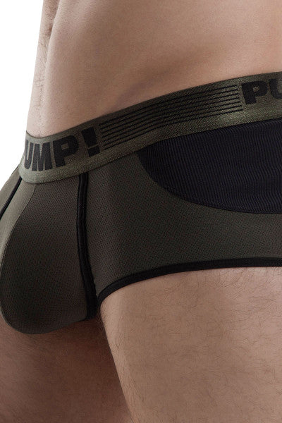 PUMP! Briefs Military Green Micro Mesh Cup Ribbed Cotton Brief 12044 67