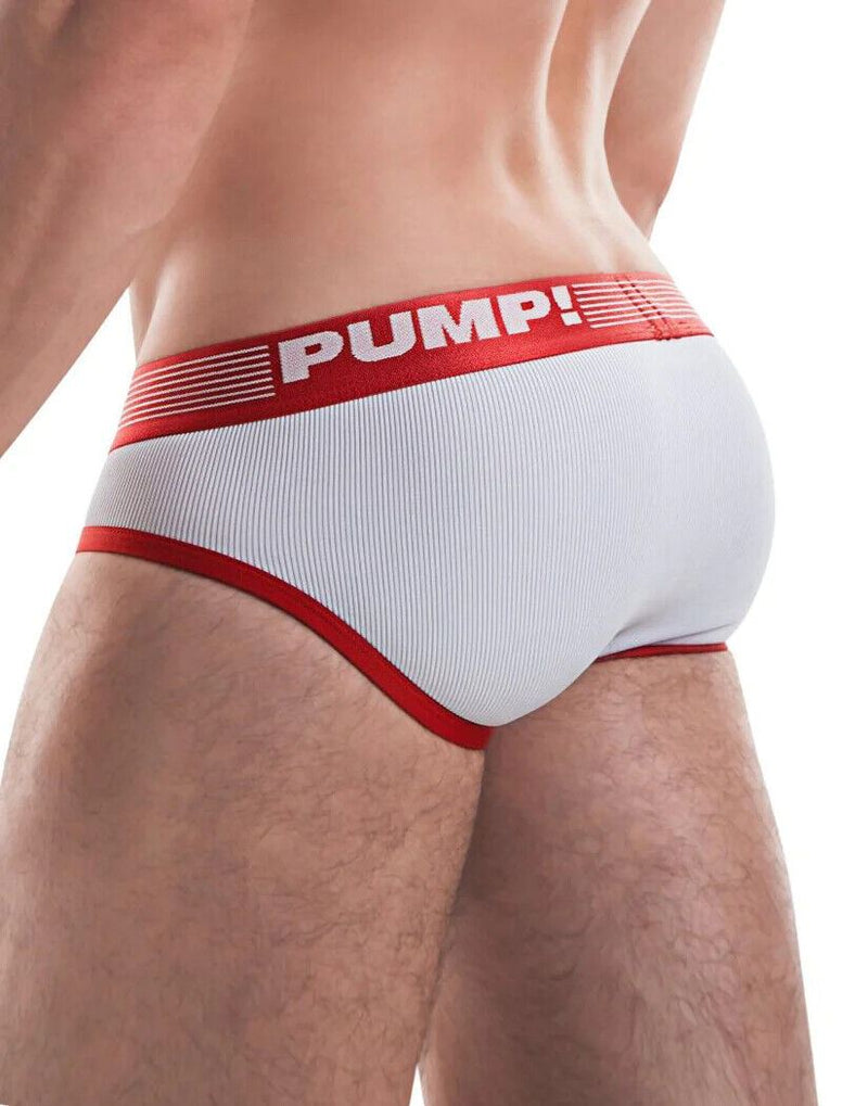 PUMP! Briefs Ribbed Body Micro-Mesh Cup Cotton Brief  Red 12043 P34