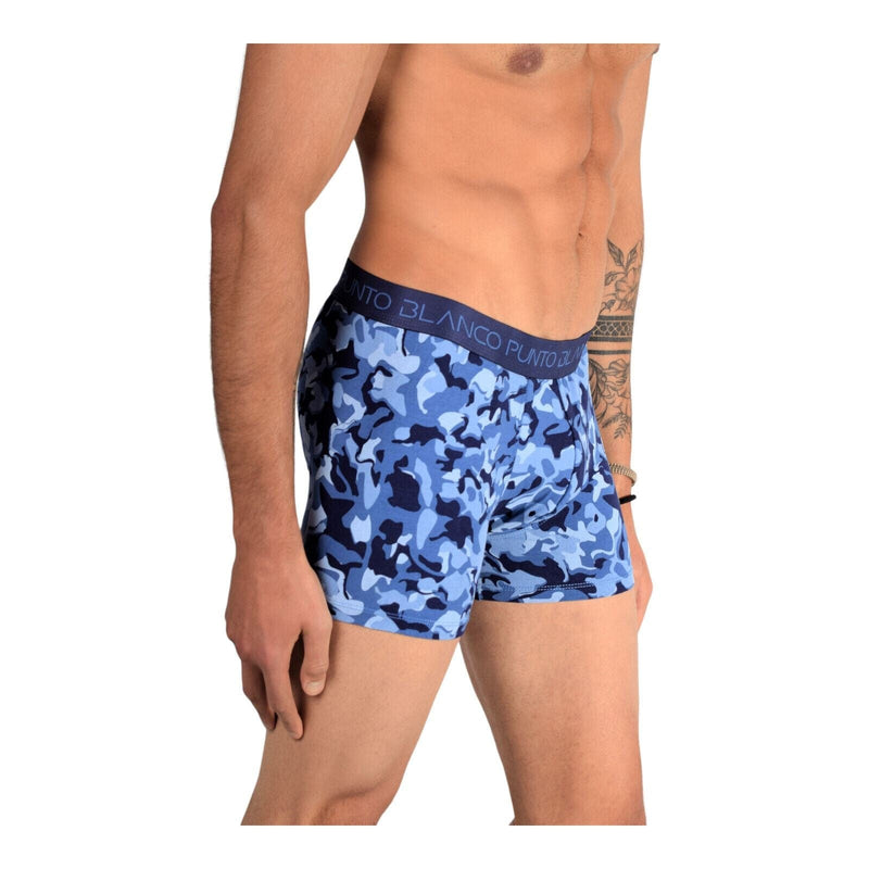 PUNTO BLANCO Boxer Organic Stretchy Camouflage Army Blue 3611