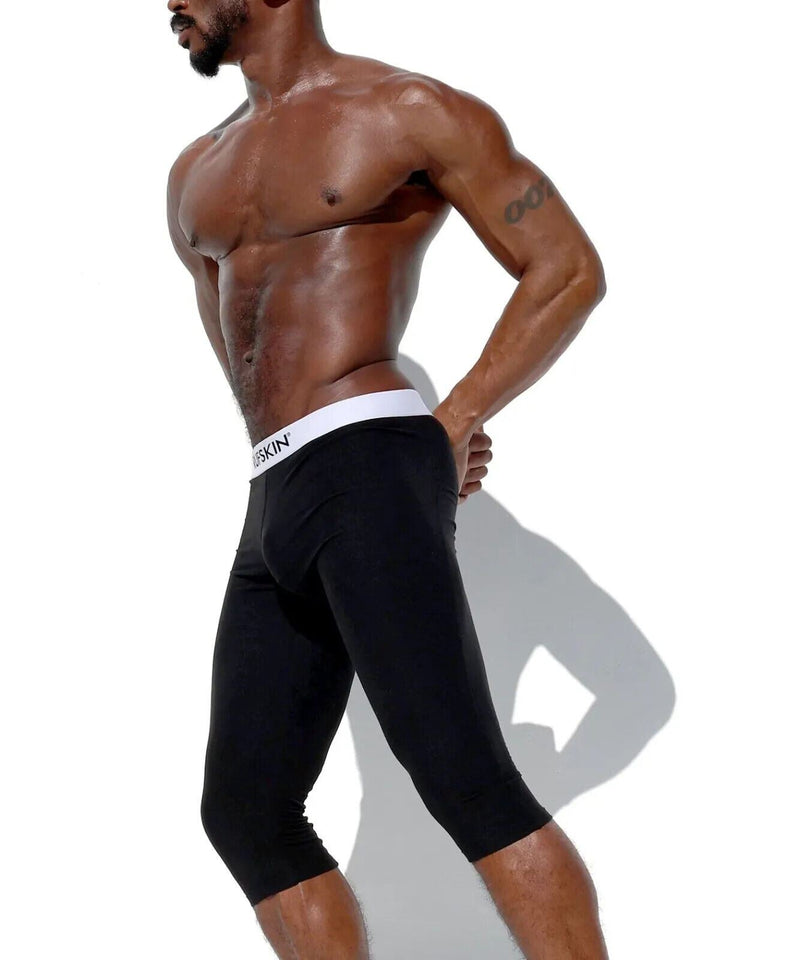 RUFSKIN 3/4 Length Legging TRITON Arched Seam Faux-Fly Jet Black Leggings