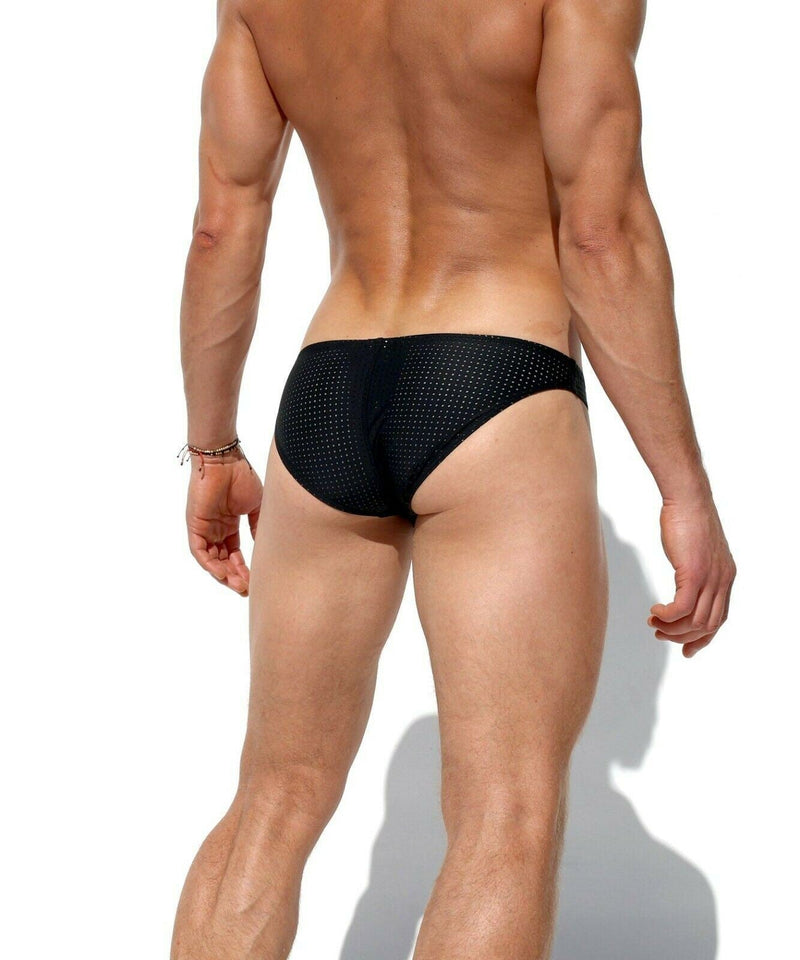 RUFSKIN Brief HORN Thin-Hip Perforated Mesh Stretchy Nylon Black Briefs 65