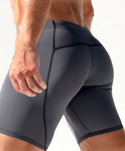 RUFSKIN! Cycle Short Linea Stretch-Nylon Matte Lead Finish Contrast Flat-Lock