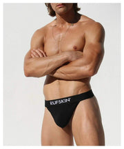 Rufskin L Rufskin Thong CAGE Cotton Tangas Contoured Pouch Black 3