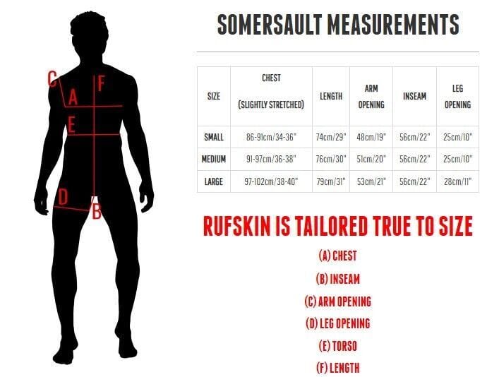RUFSKIN SOMERSAULT Sport Bodysuit 3/4 Length Perforated Stretchy Mesh Singlet