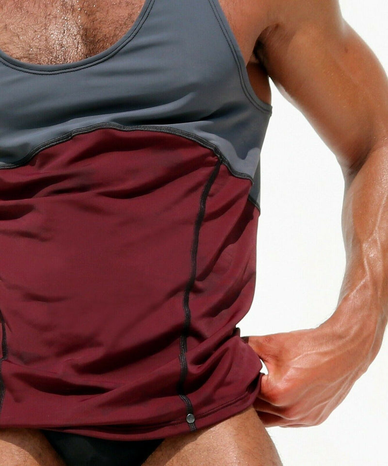 RUFSKIN! Tank top Trace Maroon Sport Stretch Nylon Muscle Definition 25