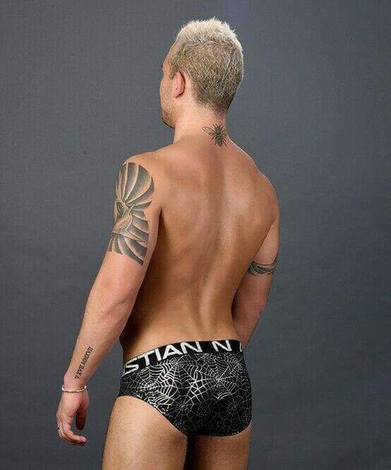 SexyMenUnderwear.com Andrew Christian Brief Web Sexy Slip Shimmering Spiderweb Silver  Black 91196 49