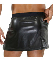 SexyMenUnderwear.com Men Skirt by TOF PARIS Fetish Kilt Leather Look Adjustable Skirts Press Studs 9