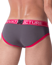 SexyMenUnderwear.com Private Structure Mens mini Brief Soho Luminous Berry Grey 3681 2