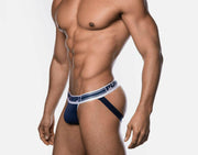SexyMenUnderwear.com PUMP! Jockstrap Free-Fit Micro-Mesh Elastic Waistband Navy Jock 15034-31