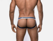 SexyMenUnderwear.com PUMP! Jockstrap Free-Fit Micro-Mesh Elastic Waistband Navy Jock 15034-31