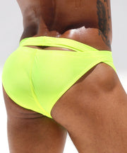 SexyMenUnderwear.com "RUFSKIN!" Swimwear BOXOL Swim-Briefs Shiny Stretchy-Nylon Lemon 48