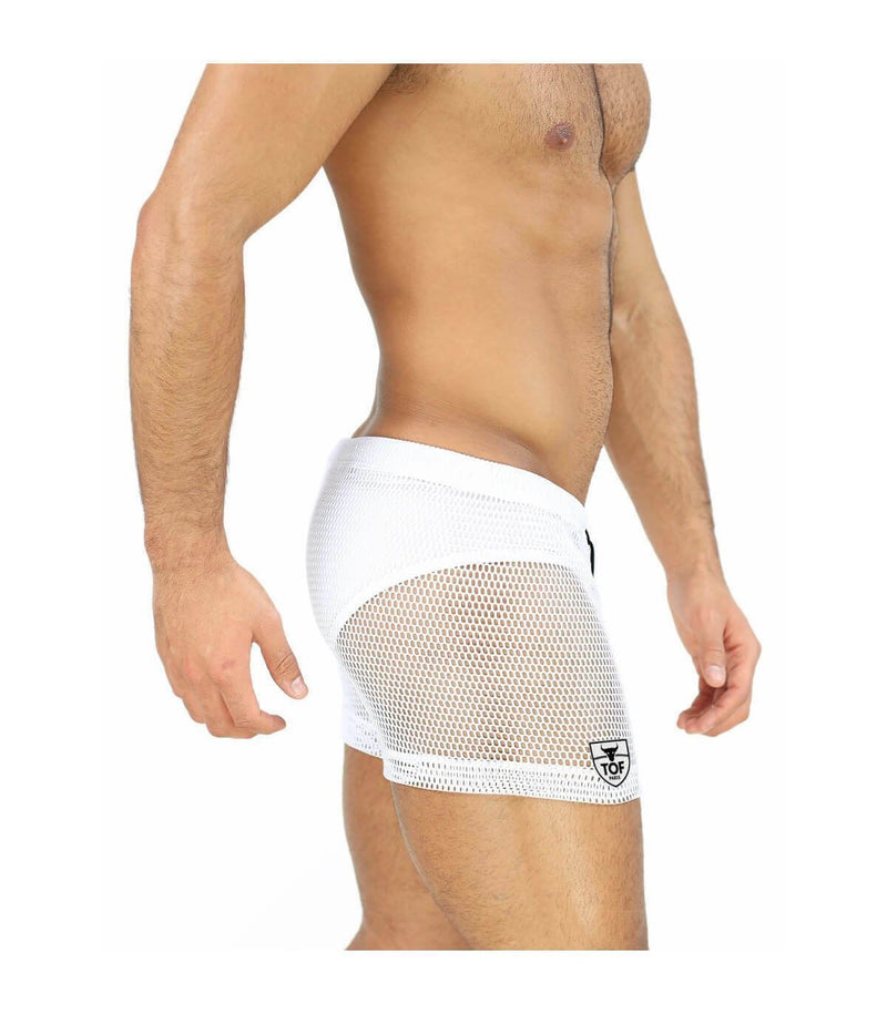 SexyMenUnderwear.com See-through Swim-Shorts "TOF PARIS" IBIZA Swimwear Guaranteed Effect White T4