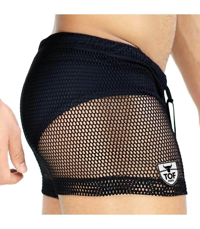 SexyMenUnderwear.com See-Through Swimwear "TOF PARIS" IBIZA Swim-Shorts Guaranteed Effect BLACK T4