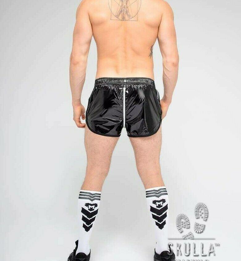 SexyMenUnderwear.com Short MASKULO Skulla Shiny Nylon Jogging Shorts Two-Sided Zipper SH077-90 28