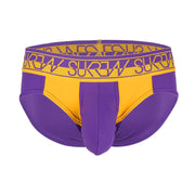 SexyMenUnderwear.com SUKREW Bloc Brief Large Contoured Pouch Extra Stretch Silky Purple/Mustard