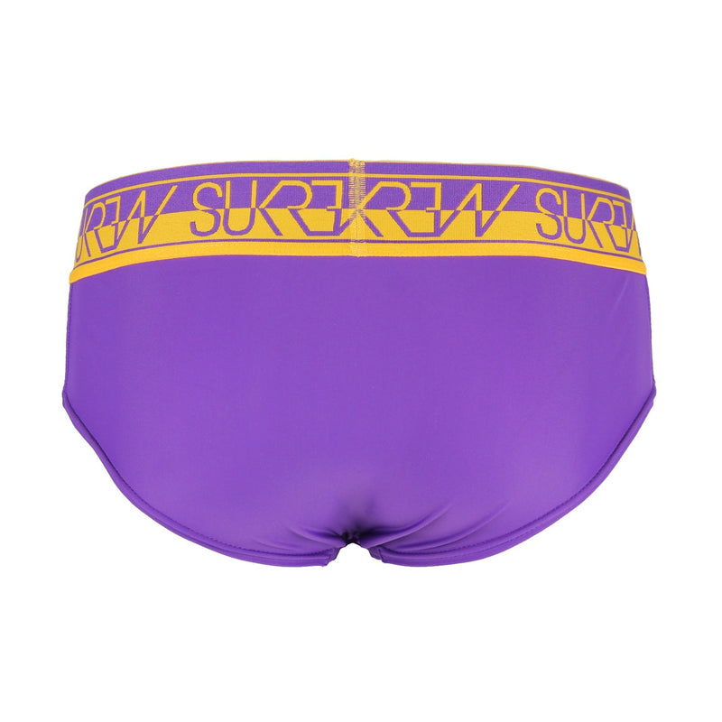 SexyMenUnderwear.com SUKREW Bloc Brief Large Contoured Pouch Extra Stretch Silky Purple/Mustard