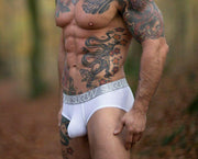 SexyMenUnderwear.com Sukrew Brief MONMOUTH APEX Briefs Silver Waistband Silk White Fabric 18