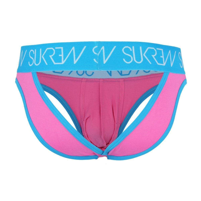SexyMenUnderwear.com Sukrew Jock Vauxhall V-Briefs Jockstrap Combo Pouch Enhanced Bulge Neon Pink 11