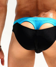 SexyMenUnderwear.com Swimwear RUFSKIN! Swim-Brief Fusion Thong 'KU' T-Back Swimsuit Shiny Black 54
