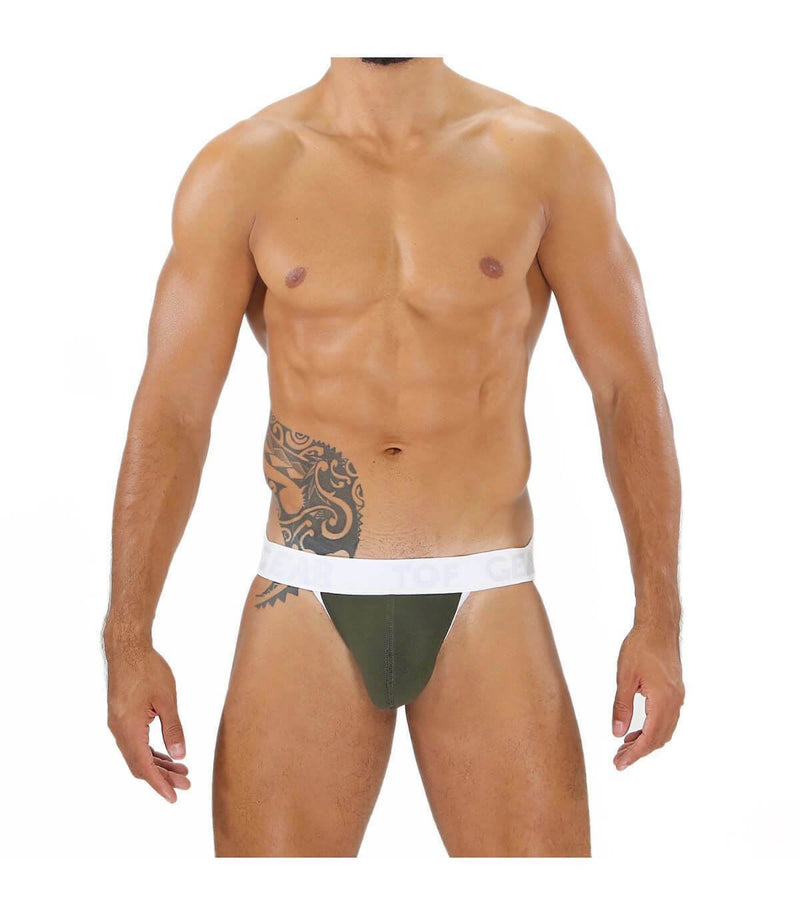 SexyMenUnderwear.com TOF PARIS Alpha Jockstrap Sexy Soft Cotton Bi-Stretch Jersey Khaki-White 15