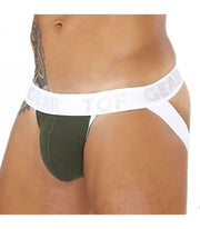 SexyMenUnderwear.com TOF PARIS Alpha Jockstrap Sexy Soft Cotton Bi-Stretch Jersey Khaki-White 15