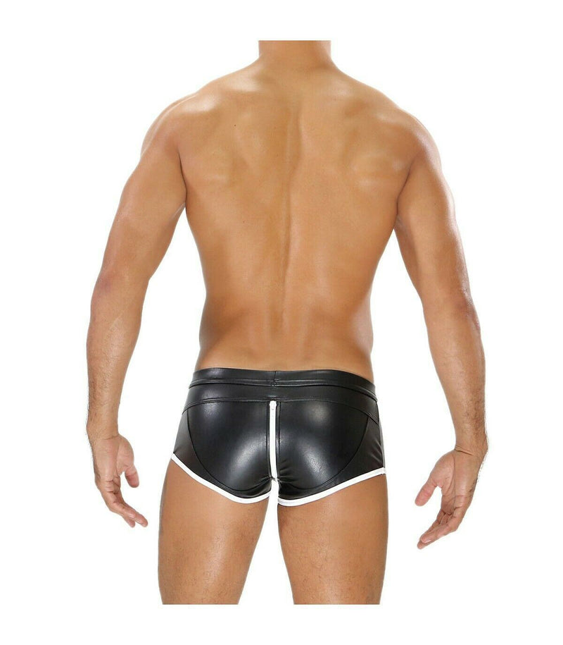 SexyMenUnderwear.com TOF PARIS Boxer FETISH Full Zipper Leather-Look Boxers YKK Zip Black/White 5