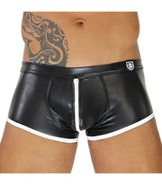 SexyMenUnderwear.com TOF PARIS Boxer FETISH Full Zipper Leather-Look Boxers YKK Zip Black/White 5