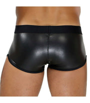 SexyMenUnderwear.com TOF PARIS Boxer FETISH Leather Imitation Stretch Fabric Low Curved Black/Bk 7