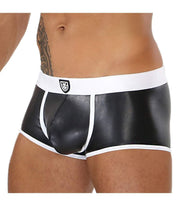 SexyMenUnderwear.com TOF PARIS Boxer FETISH Leatherette MicroFibre Boxers Leather-Look BK&Whit 11