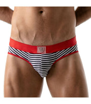 SexyMenUnderwear.com TOF PARIS Brief Stripe Push Up Briefs Cotton Jersey Red 21