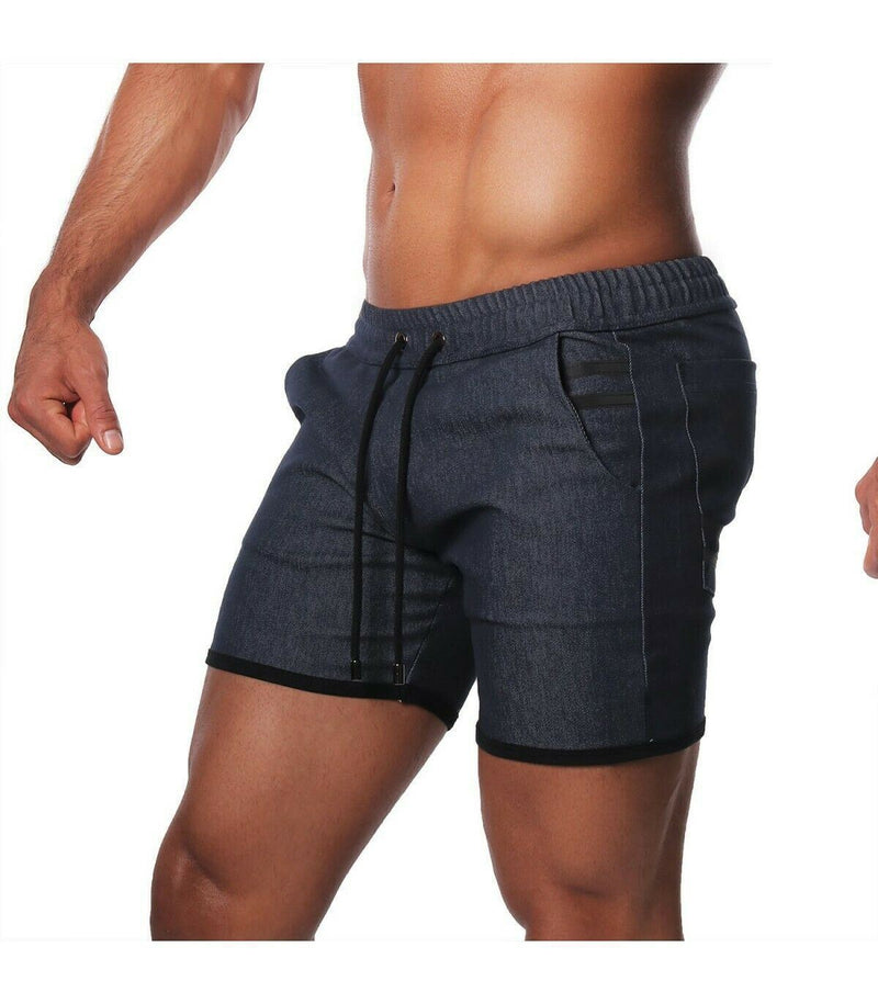 SexyMenUnderwear.com TOF PARIS COWBOY LONG SHORTS Low-Slung Drawstring Modern Style Dark Blue T1