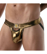 SexyMenUnderwear.com TOF PARIS Fantasy Jockstrap Stretchy Jock MicroFiber Metallic Golden 49