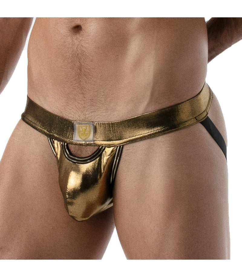 SexyMenUnderwear.com TOF PARIS Fantasy Jockstrap Stretchy Jock MicroFiber Metallic Golden 49
