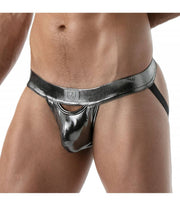 SexyMenUnderwear.com TOF PARIS Fantasy Jockstrap Stretchy Jock MicroFiber Metallic Silver 49